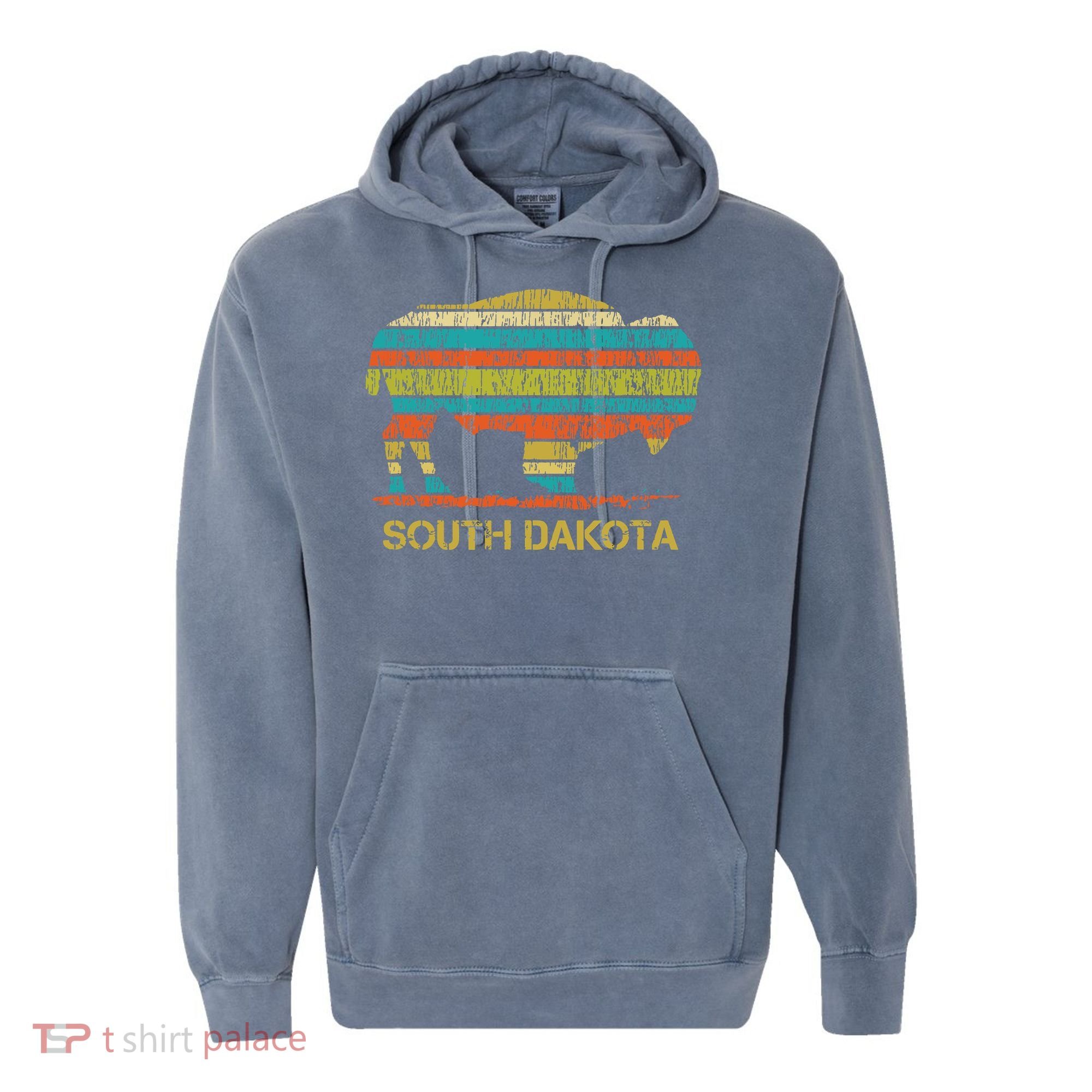 Buffalo For A South Dakota Vacation Comfort Colors Garment-Dyed Hooded Sweatshirt