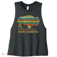 Buffalo For A South Dakota Vacation Women's Racerback Cropped Tank thumb 0