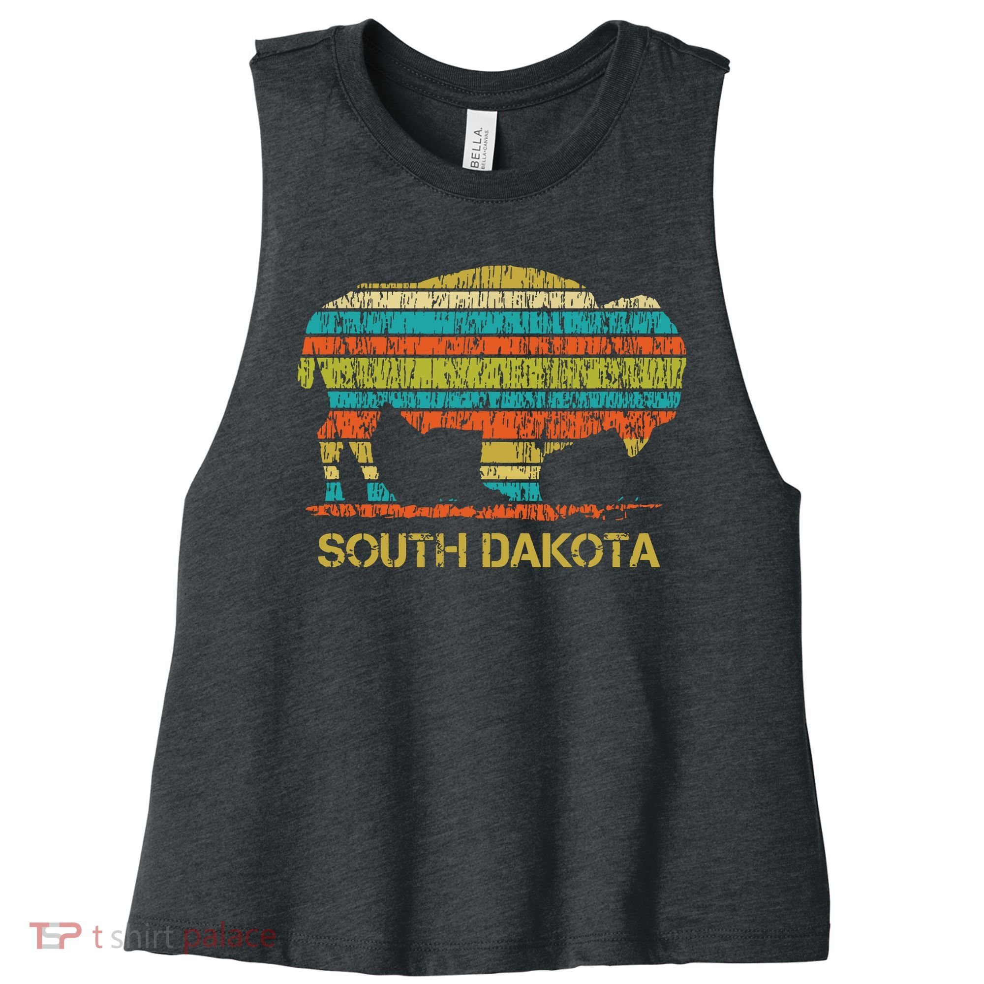 Buffalo For A South Dakota Vacation Women's Racerback Cropped Tank
