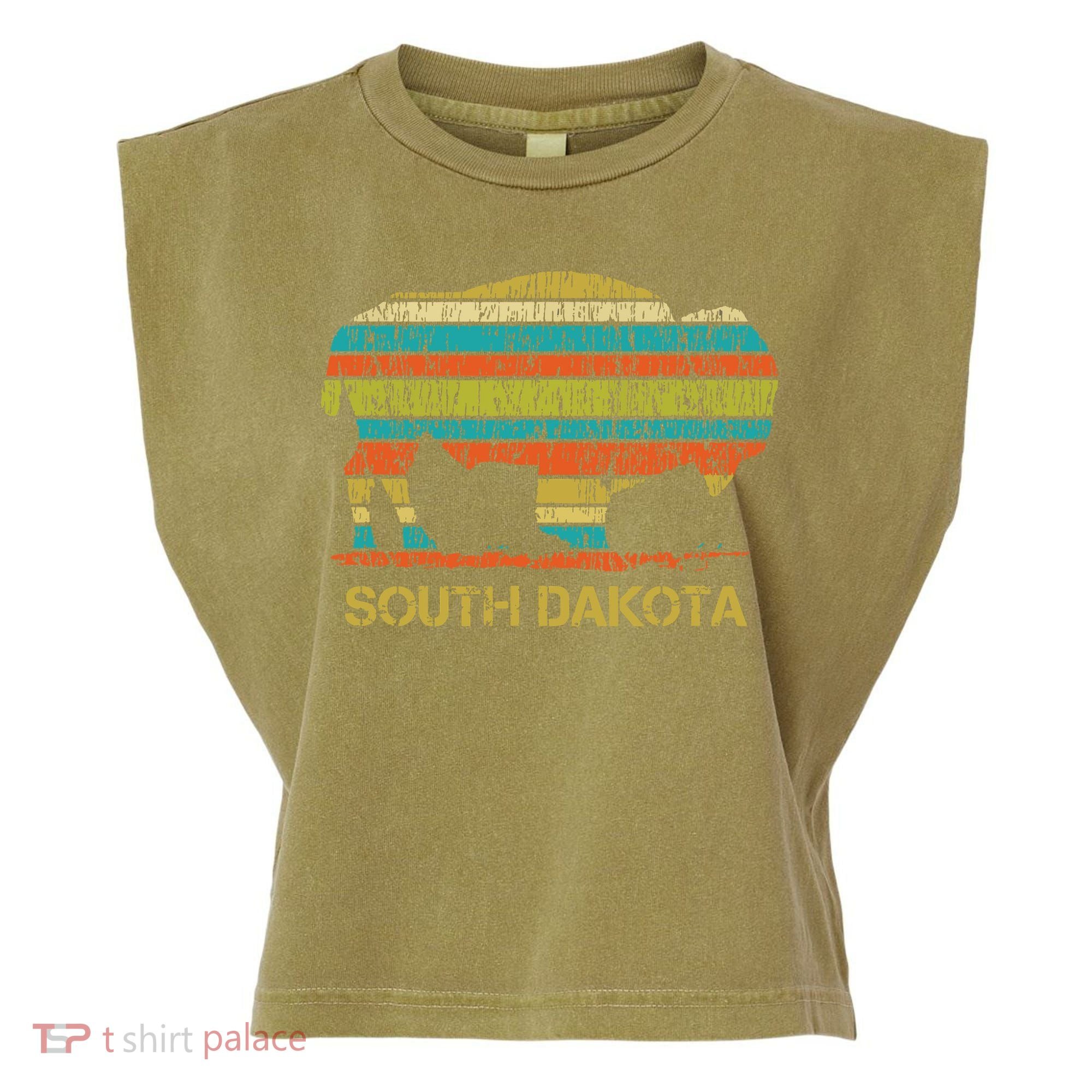 Buffalo For A South Dakota Vacation Garment-Dyed Women's Muscle Tee