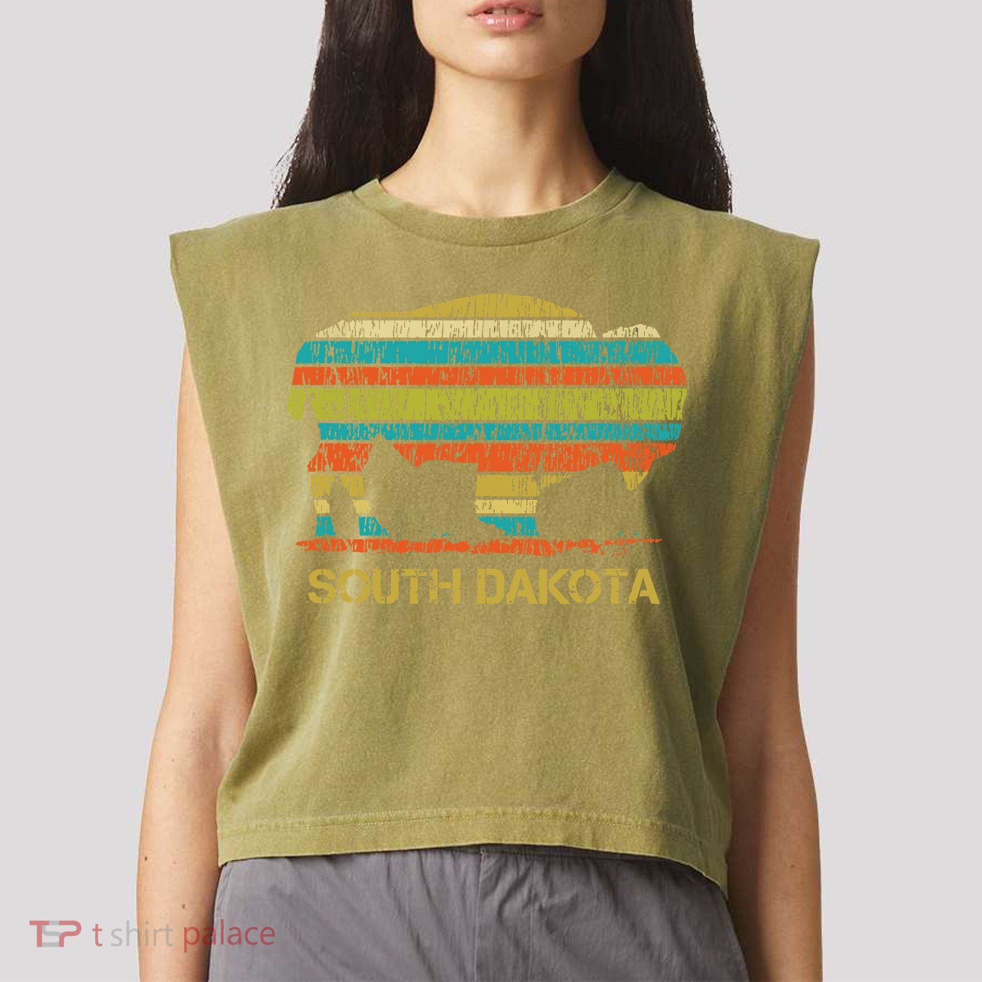 Buffalo For A South Dakota Vacation Garment-Dyed Women's Muscle Tee