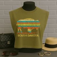 Buffalo For A South Dakota Vacation Garment-Dyed Women's Muscle Tee thumb 3