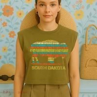 Buffalo For A South Dakota Vacation Garment-Dyed Women's Muscle Tee thumb 4