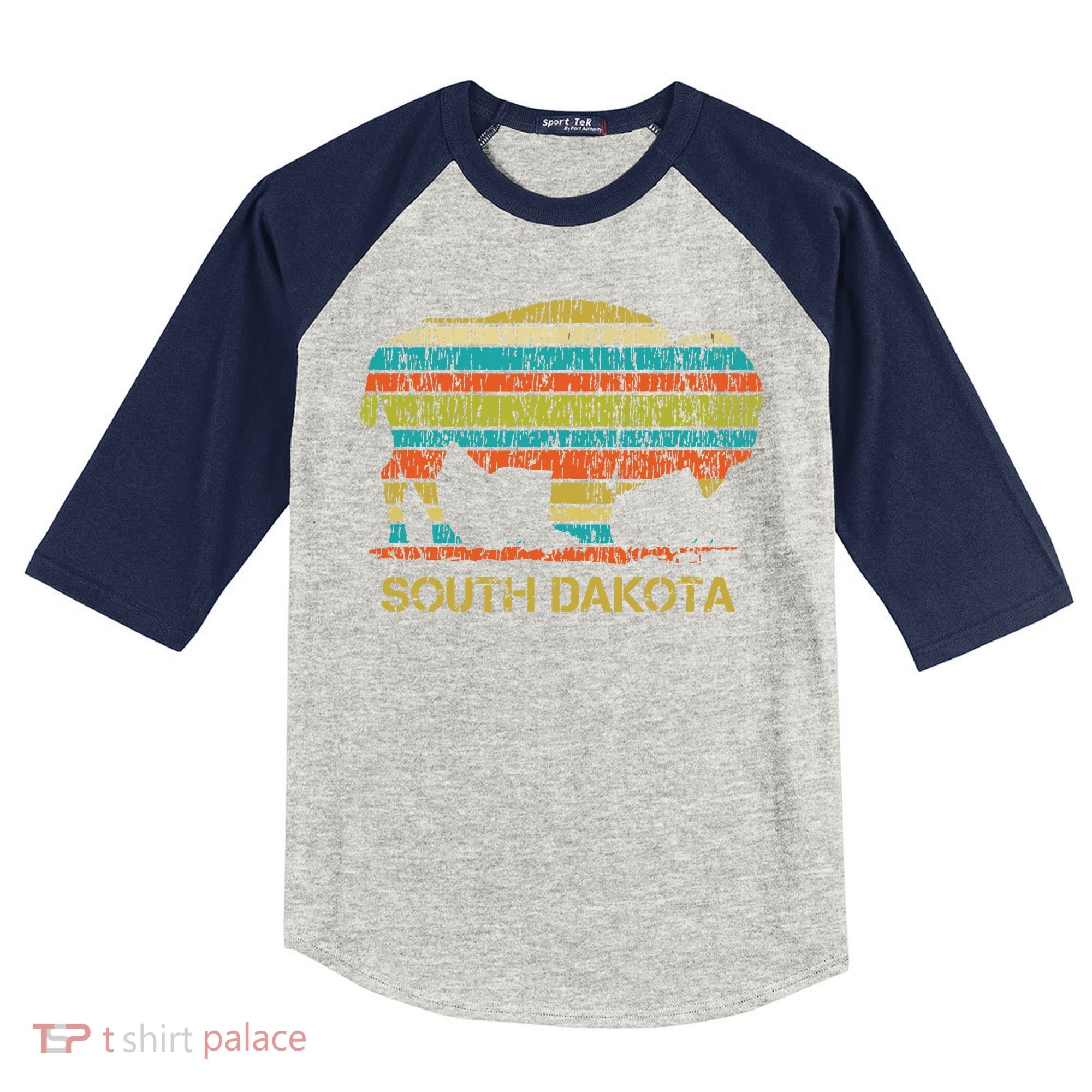 Buffalo For A South Dakota Vacation Kids Colorblock Raglan Jersey