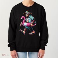 Bigfoot Flamingo Aloha Pool Party Hawaiian Party Women's Sweatshirt thumb 0
