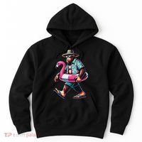 Bigfoot Flamingo Aloha Pool Party Hawaiian Party Hoodie thumb 0