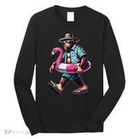 Bigfoot Flamingo Aloha Pool Party Hawaiian Party Long Sleeve Shirt thumb 0