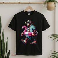 Bigfoot Flamingo Aloha Pool Party Hawaiian Party T-Shirt thumb 2