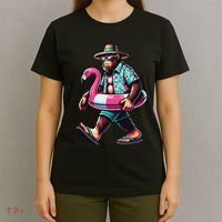 Bigfoot Flamingo Aloha Pool Party Hawaiian Party T-Shirt thumb 4