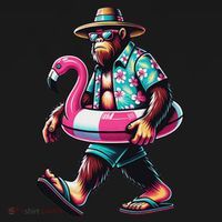 Bigfoot Flamingo Aloha Pool Party Hawaiian Party Coaster thumb 2