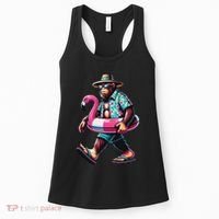 Bigfoot Flamingo Aloha Pool Party Hawaiian Party Women's Tank Top thumb 0
