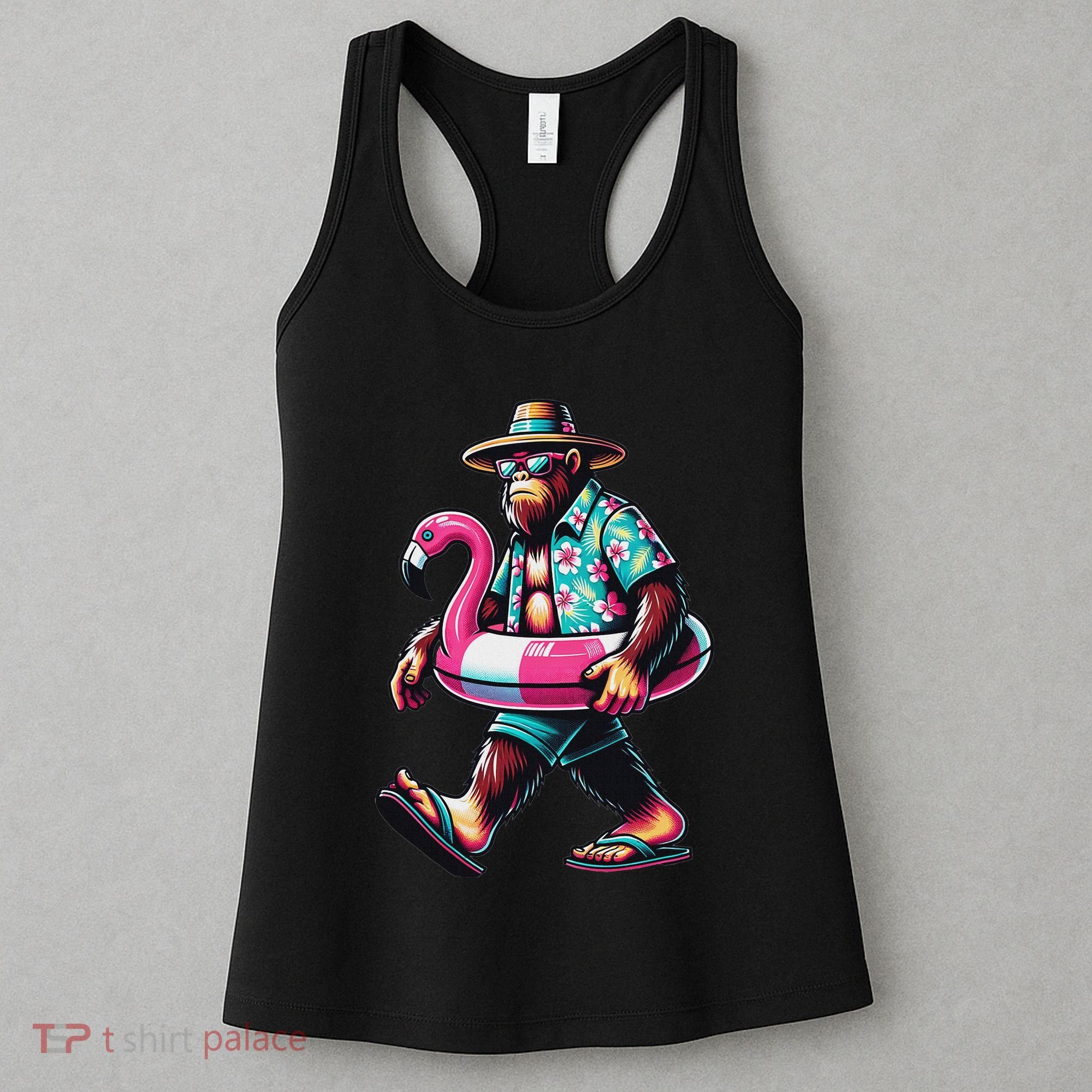 Bigfoot Flamingo Aloha Pool Party Hawaiian Party Women's Tank Top