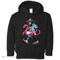 Bigfoot Flamingo Aloha Pool Party Hawaiian Party Toddler Hoodie thumb 0