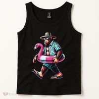 Bigfoot Flamingo Aloha Pool Party Hawaiian Party Tank Top thumb 2