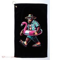 Bigfoot Flamingo Aloha Pool Party Hawaiian Party Golf Towel thumb 0