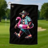 Bigfoot Flamingo Aloha Pool Party Hawaiian Party Golf Towel thumb 1