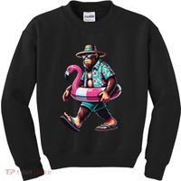 Bigfoot Flamingo Aloha Pool Party Hawaiian Party Kids Sweatshirt thumb 0
