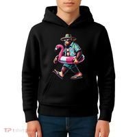 Bigfoot Flamingo Aloha Pool Party Hawaiian Party Kids Hoodie thumb 4