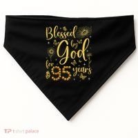 Butterfly Flower Blessed By God For 95 Years 95th Birthday USA-Made Doggie Bandana thumb 0