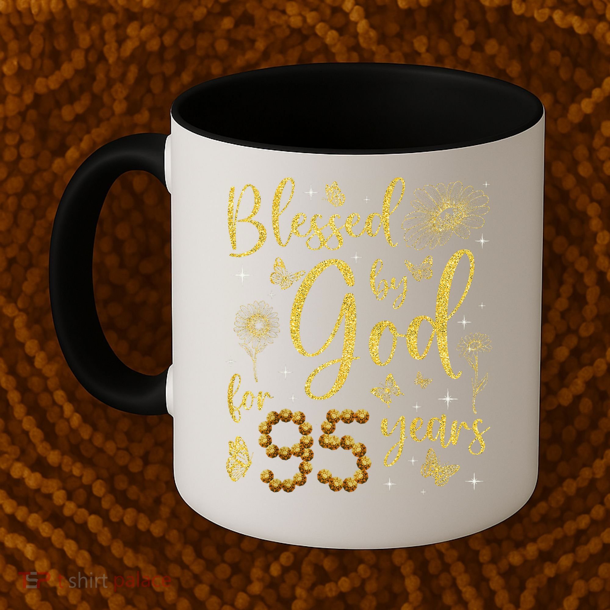 Butterfly Flower Blessed By God For 95 Years 95th Birthday Coffee Mug