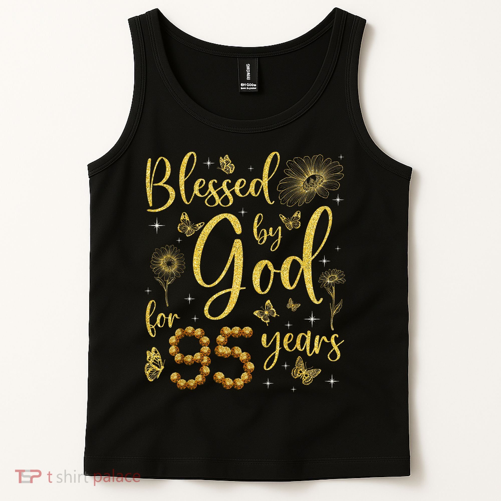 Butterfly Flower Blessed By God For 95 Years 95th Birthday Tank Top