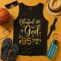 Butterfly Flower Blessed By God For 95 Years 95th Birthday Tank Top thumb 4