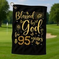 Butterfly Flower Blessed By God For 95 Years 95th Birthday Golf Towel thumb 1