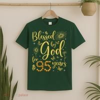 Butterfly Flower Blessed By God For 95 Years 95th Birthday T-Shirt thumb 2