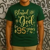 Butterfly Flower Blessed By God For 95 Years 95th Birthday T-Shirt thumb 3