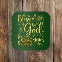 Butterfly Flower Blessed By God For 95 Years 95th Birthday Coaster thumb 0