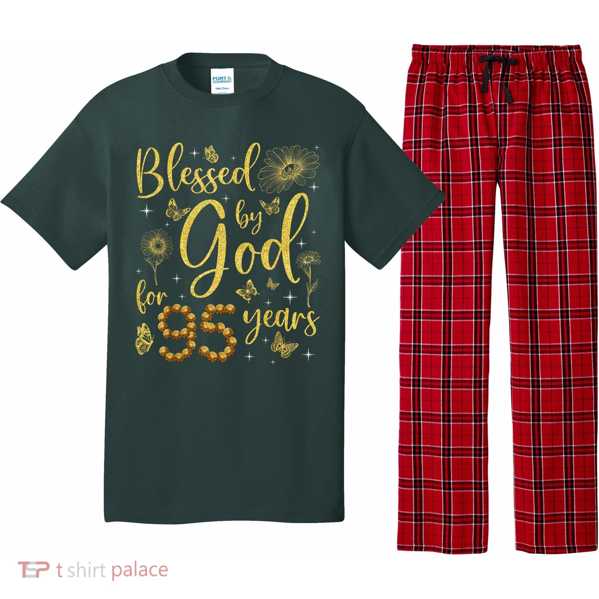 Butterfly Flower Blessed By God For 95 Years 95th Birthday Pajama Set