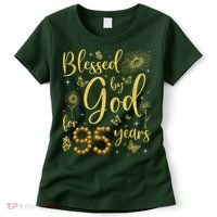 Butterfly Flower Blessed By God For 95 Years 95th Birthday Women's T-Shirt thumb 0