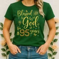 Butterfly Flower Blessed By God For 95 Years 95th Birthday Women's T-Shirt thumb 2