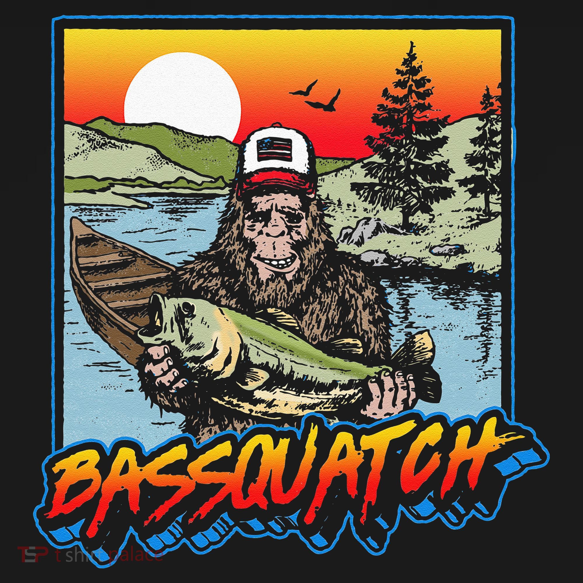 Bassquatch! Funny Bass Fishing Sasquatch Retro 80s Fisherman Women's Tank Top