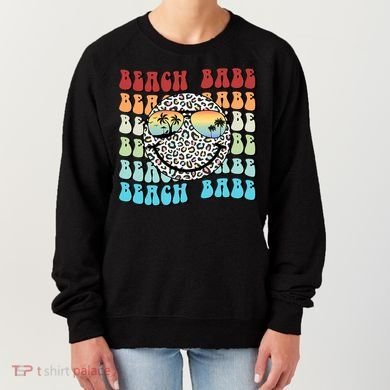 Beach Funny Babe Summer Retro Vacation Beach And Summer Leopard Women's Sweatshirt