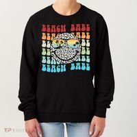 Beach Funny Babe Summer Retro Vacation Beach And Summer Leopard Women's Sweatshirt thumb 0