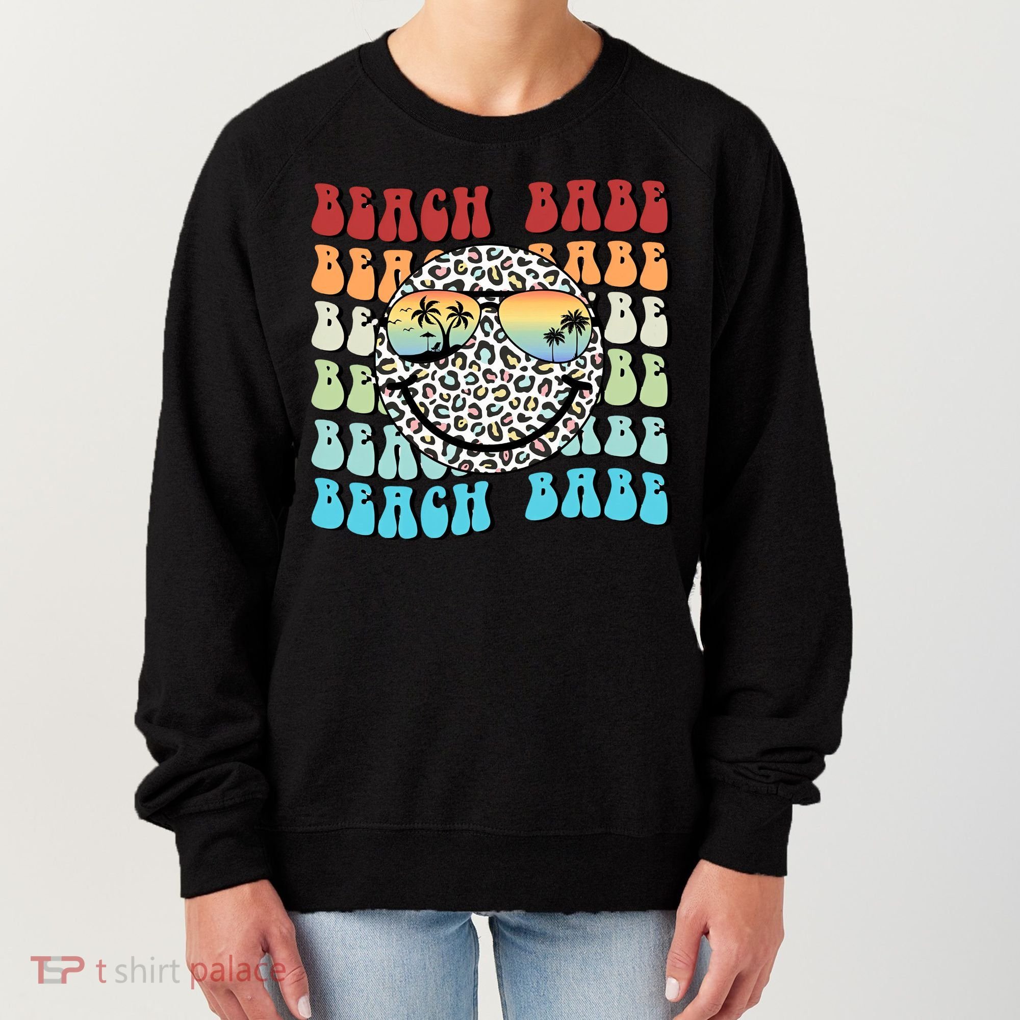 Beach Funny Babe Summer Retro Vacation Beach And Summer Leopard Women's Sweatshirt