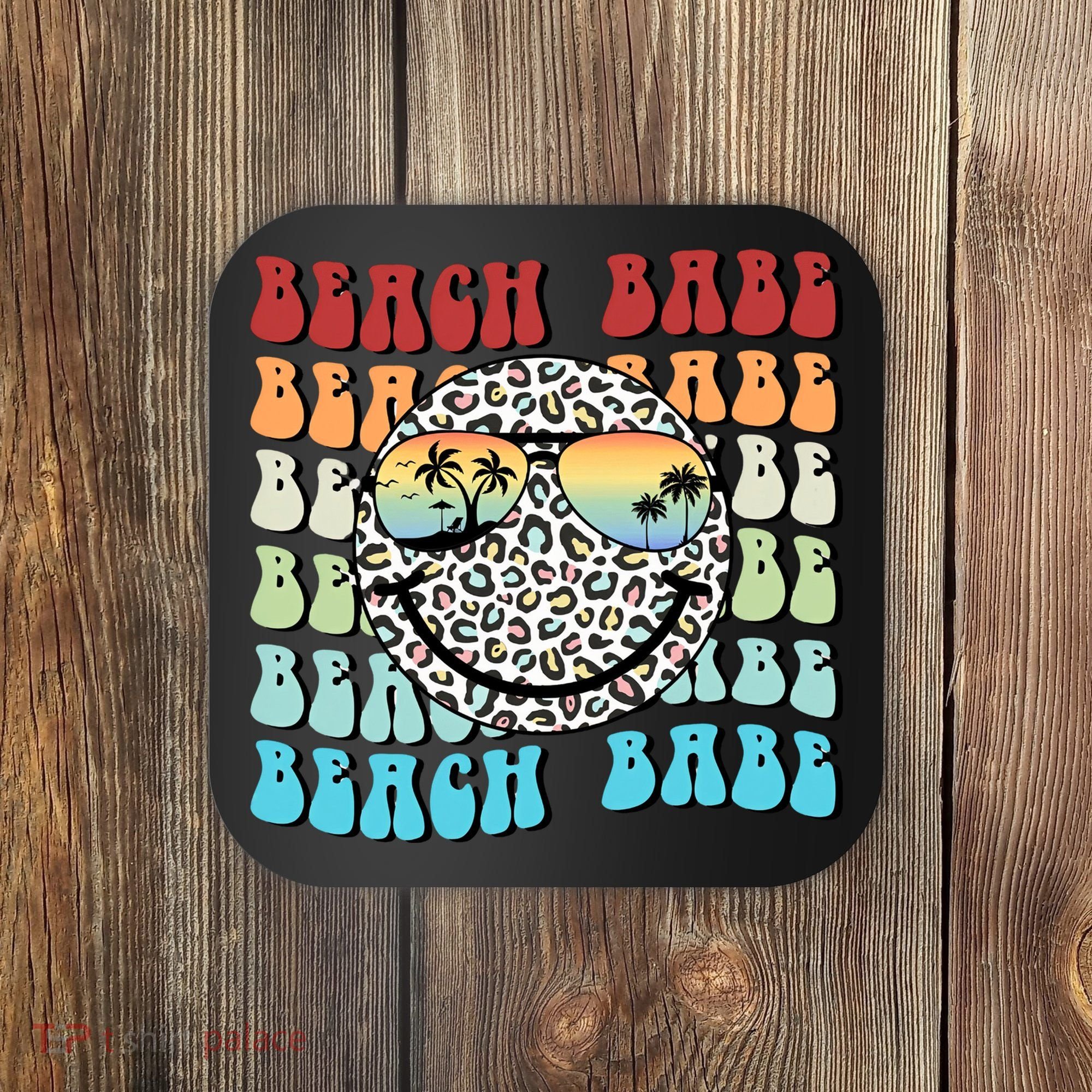 Beach Funny Babe Summer Retro Vacation Beach And Summer Leopard Coaster