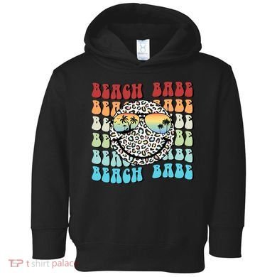 Beach Funny Babe Summer Retro Vacation Beach And Summer Leopard Toddler Hoodie