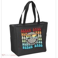Beach Funny Babe Summer Retro Vacation Beach And Summer Leopard Tote Bag thumb 2