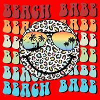 Beach Funny Babe Summer Retro Vacation Beach And Summer Leopard Santa Hat thumb 1