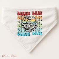 Beach Funny Babe Summer Retro Vacation Beach And Summer Leopard USA-Made Doggie Bandana thumb 0