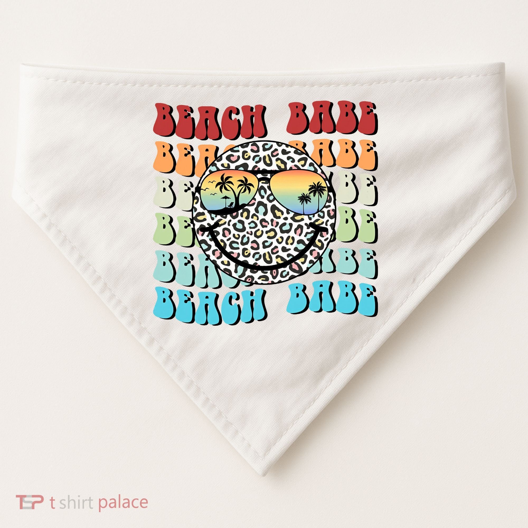 Beach Funny Babe Summer Retro Vacation Beach And Summer Leopard USA-Made Doggie Bandana