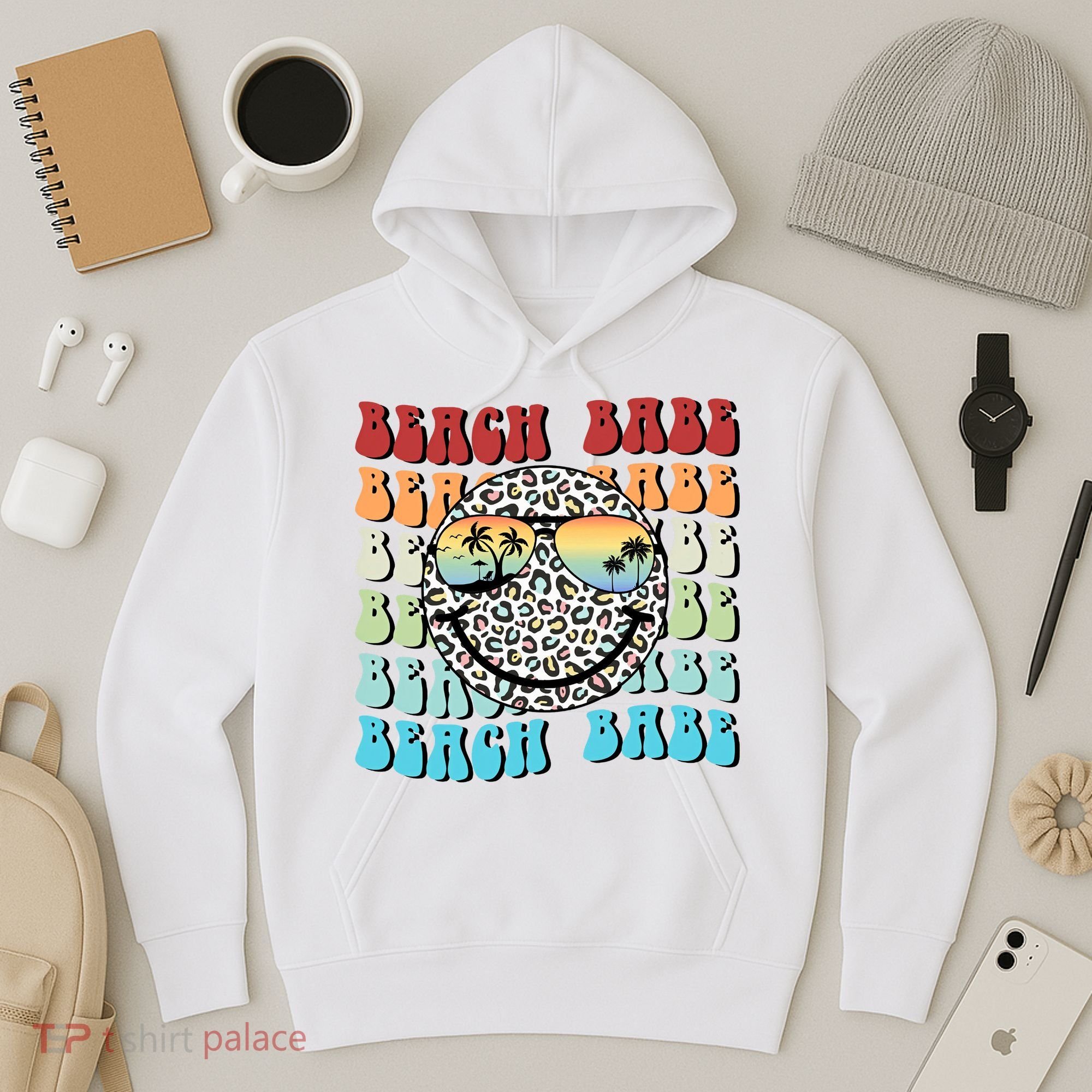 Beach Funny Babe Summer Retro Vacation Beach And Summer Leopard Hoodie