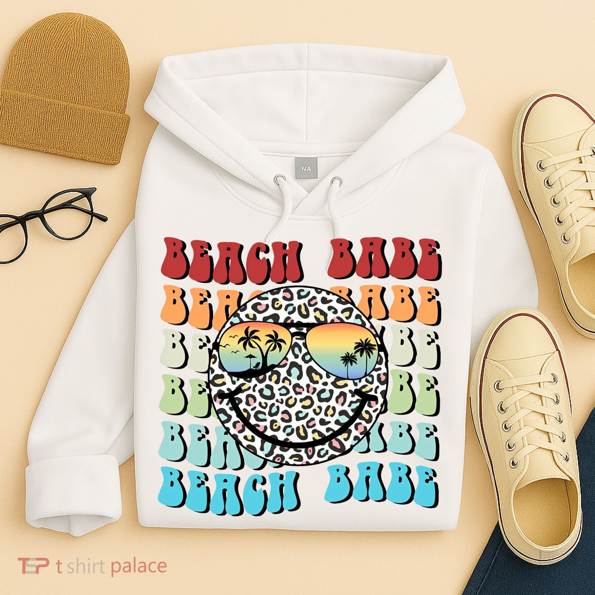 Beach Funny Babe Summer Retro Vacation Beach And Summer Leopard Hoodie