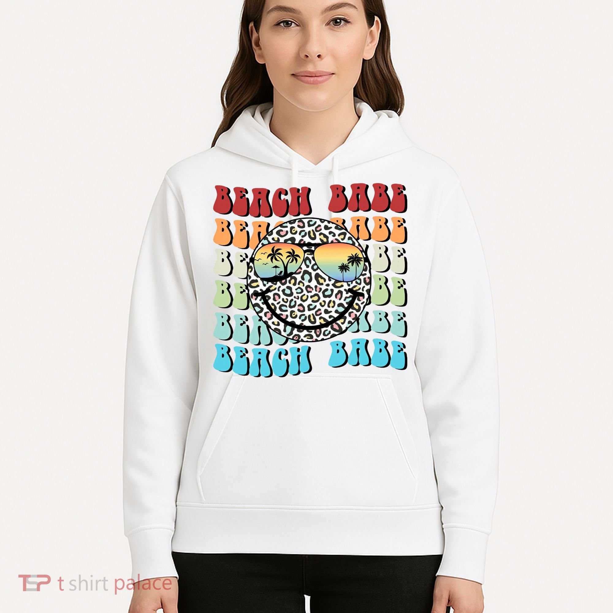 Beach Funny Babe Summer Retro Vacation Beach And Summer Leopard Hoodie