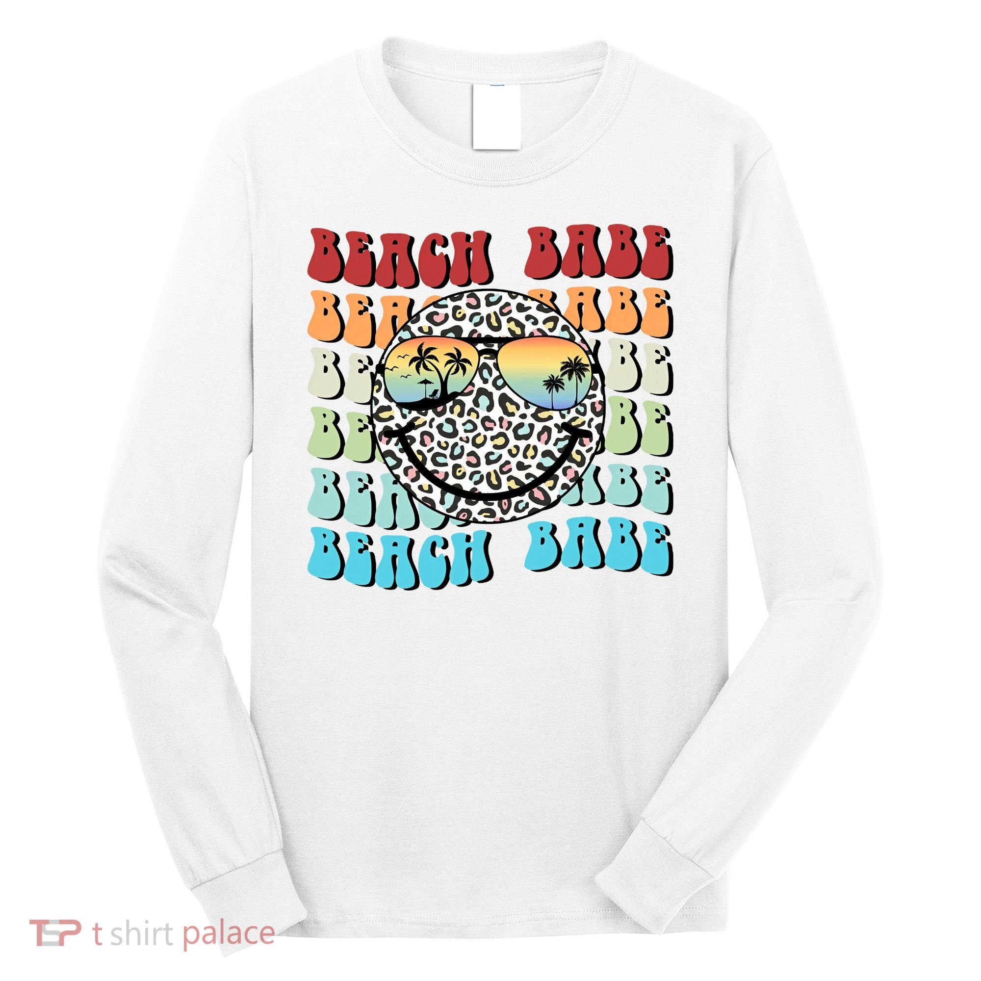 Beach Funny Babe Summer Retro Vacation Beach And Summer Leopard Long Sleeve Shirt