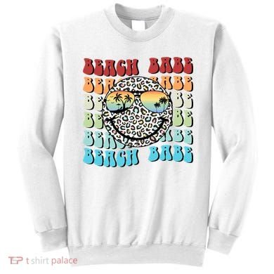 Beach Funny Babe Summer Retro Vacation Beach And Summer Leopard Sweatshirt