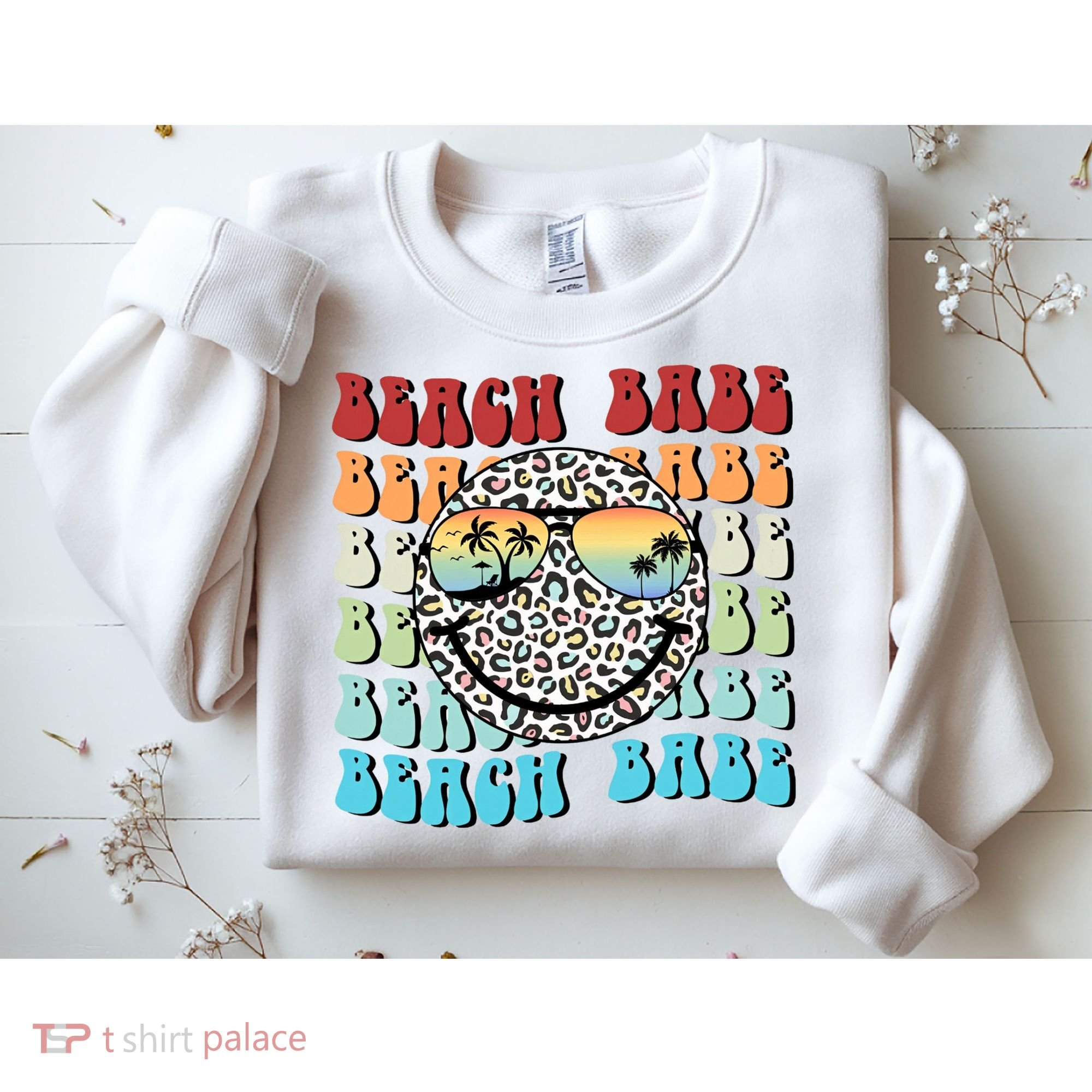 Beach Funny Babe Summer Retro Vacation Beach And Summer Leopard Sweatshirt