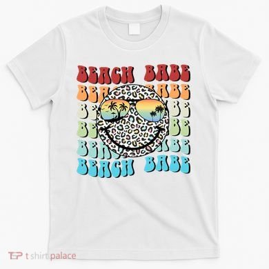 Beach Funny Babe Summer Retro Vacation Beach And Summer Leopard T-Shirt